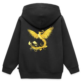Phoenix - Kids Premium Organic Zip-up Hoodie - black - Back - AI Model Kid Male (0cm)
