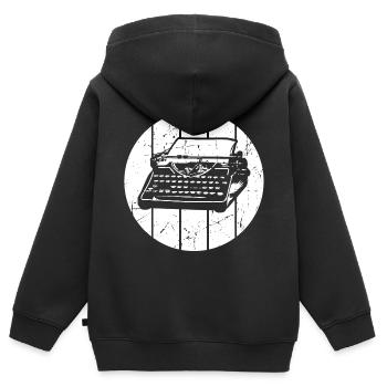 Rétro - Sweat Premium à capuche zippé enfant bio - noir - Dos - AI Model Kid Male (0cm)