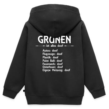 Die Grünen - Kinder Premium Organic Zip Hoodie - Schwarz - Hinten - AI Model Kid Male (0cm)