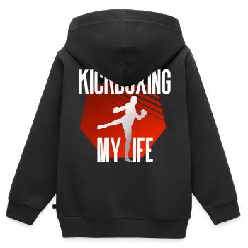 Kickboxing kickboxing - Sweat Premium à capuche zippé enfant bio - noir - Dos - AI Model Kid Male (0cm)