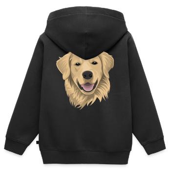 Golden retrievers - Sweat Premium à capuche zippé enfant bio - noir - Dos - AI Model Kid Male (0cm)