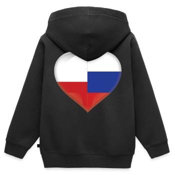 Polen Russland Flagge Herz Liebe Polnisch Russisch - Kinder Premium Organic Zip Hoodie - Schwarz - Hinten - AI Model Kid Male (0cm)