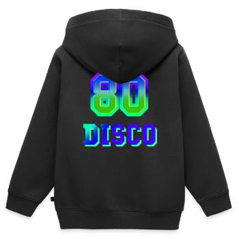 Discothèque des années 80 - Sweat Premium à capuche zippé enfant bio - noir - Dos - AI Model Kid Male (0cm)