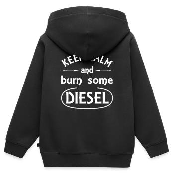 Diesel et moteurs - Sweat Premium à capuche zippé enfant bio - noir - Dos - AI Model Kid Male (0cm)