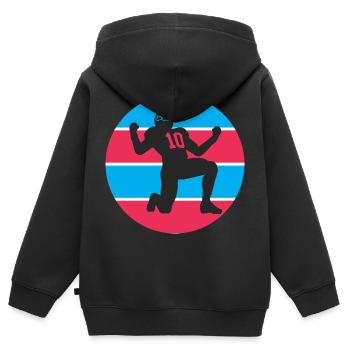 American Football - Kinder Premium Organic Zip Hoodie - Schwarz - Hinten - AI Model Kid Male (0cm)