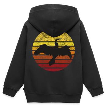 Cormoran au coucher du soleil - Sweat Premium à capuche zippé enfant bio - noir - Dos - AI Model Kid Male (0cm)
