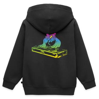 Producteur de musique vintage cool DJ Chicken - Sweat Premium à capuche zippé enfant bio - noir - Dos - AI Model Kid Male (0cm)