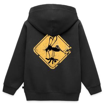 Moskito Mücke Straßenschild Gefahr Geschenkidee - Kinder Premium Organic Zip Hoodie - Schwarz - Hinten - AI Model Kid Male (0cm)