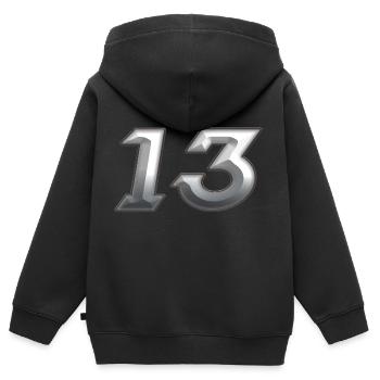 13 - Kinder Premium Organic Zip Hoodie - Schwarz - Hinten - AI Model Kid Male (0cm)