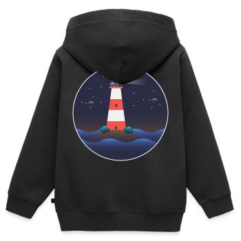 Leuchtturm, internationaler Leuchtturm Tag - Kinder Premium Organic Zip Hoodie - Schwarz - Hinten - AI Model Kid Male (0cm)