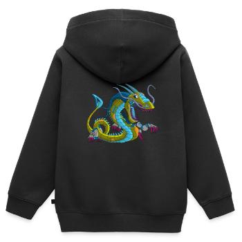 Metalldrache Mechdragon Drache aus Metall - Kinder Premium Organic Zip Hoodie - Schwarz - Hinten - AI Model Kid Male (0cm)