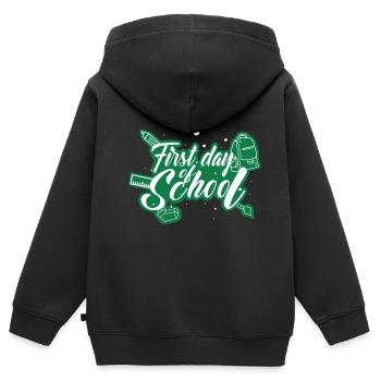 Scolarisation - premier jour d'école - Sweat Premium à capuche zippé enfant bio - noir - Dos - AI Model Kid Male (0cm)