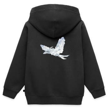 Nuages oiseau - Sweat Premium à capuche zippé enfant bio - noir - Dos - AI Model Kid Male (0cm)