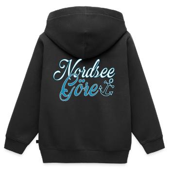Nordseegöre Schriftzug | Yolo-Artwork - Kinder Premium Organic Zip Hoodie - Schwarz - Hinten - AI Model Kid Male (0cm)