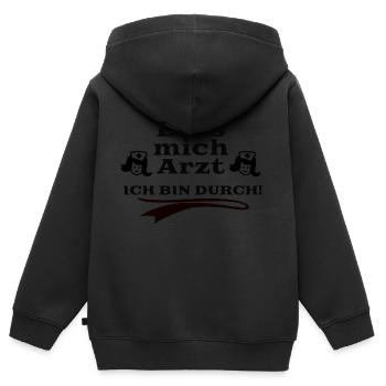Lass mich Arzt - Ich bin durch - Kinder Premium Organic Zip Hoodie - Schwarz - Hinten - AI Model Kid Male (0cm)