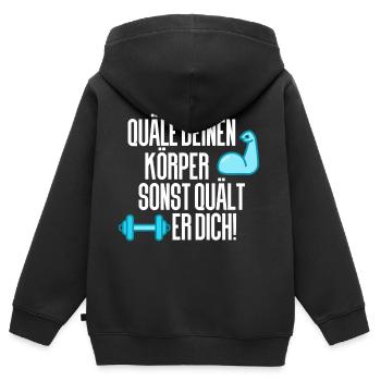 Gewichtheben Gym Fitness - Kinder Premium Organic Zip Hoodie - Schwarz - Hinten - AI Model Kid Male (0cm)