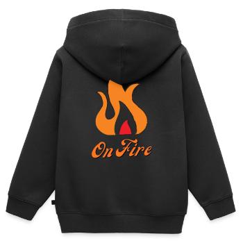 On Fire chaleur braise feu (cadeau pour un ami) - Sweat Premium à capuche zippé enfant bio - noir - Dos - AI Model Kid Male (0cm)