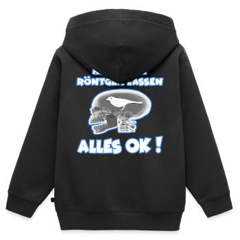 Habe mich Röntgen lassen, alles OK ! funshirt - Kinder Premium Organic Zip Hoodie - Schwarz - Hinten - AI Model Kid Male (0cm)