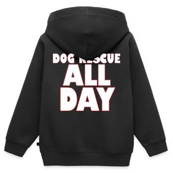 Hunde Tierschutz - Kinder Premium Organic Zip Hoodie - Schwarz - Hinten - AI Model Kid Male (0cm)