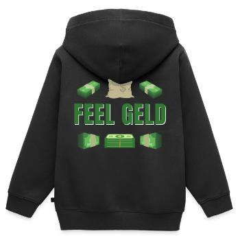 Feel Geld Money Geldscheine Schnell Reich Werden - Kinder Premium Organic Zip Hoodie - Schwarz - Hinten - AI Model Kid Male (0cm)