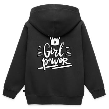 girl power - Kids Premium Organic Zip-up Hoodie - black - Back - AI Model Kid Male (0cm)