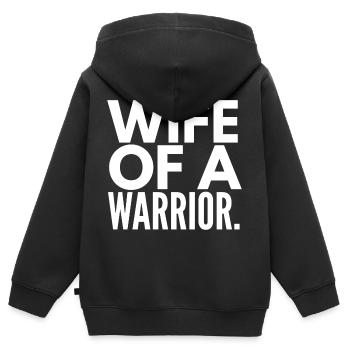 Wife of a Warrior - Sweat Premium à capuche zippé enfant bio - noir - Dos - AI Model Kid Male (0cm)