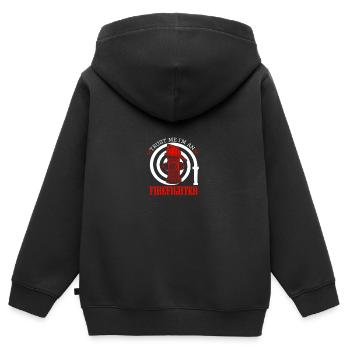 Vertraue mir ich bin Feuerwehrmann - Kinder Premium Organic Zip Hoodie - Schwarz - Hinten - AI Model Kid Male (0cm)