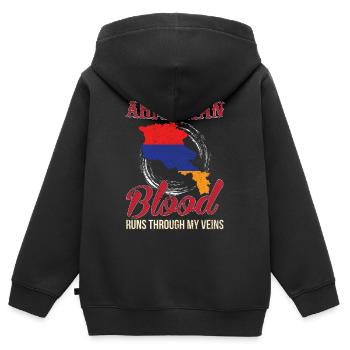 Armenien - Kinder Premium Organic Zip Hoodie - Schwarz - Hinten - AI Model Kid Male (0cm)