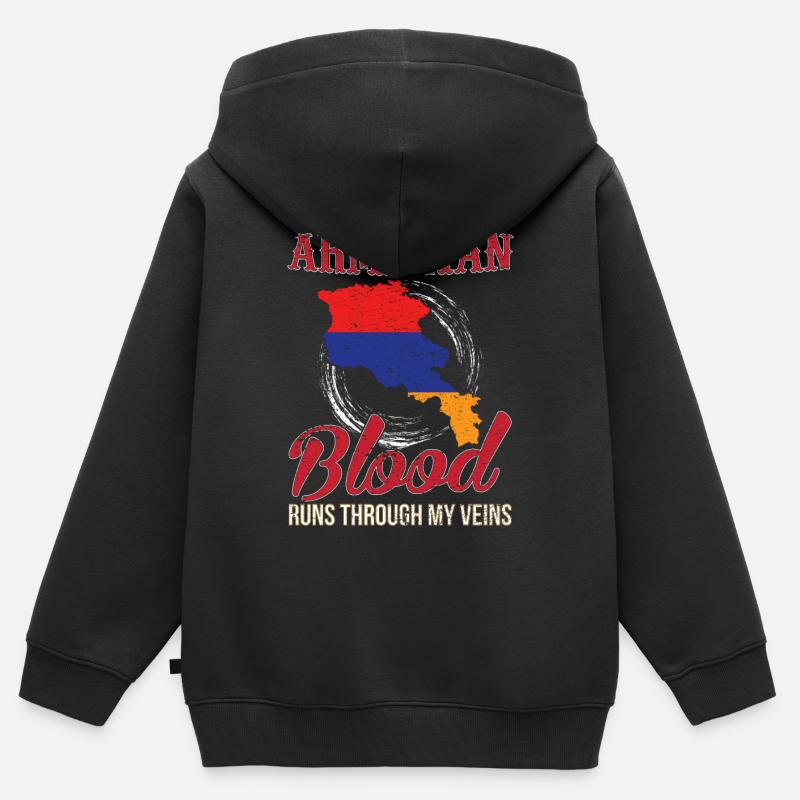 Arménie - Sweat Premium à capuche zippé enfant bio - noir