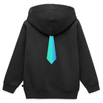 Cravate cravate costume dressing de code vestimentaire - Sweat Premium à capuche zippé enfant bio - noir - Dos - AI Model Kid Male (0cm)