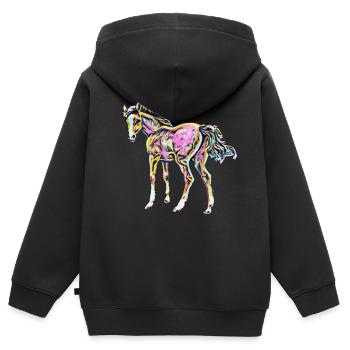 Cheval - Sweat Premium à capuche zippé enfant bio - noir - Dos - AI Model Kid Male (0cm)