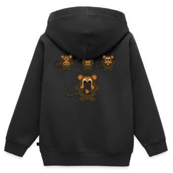 Affen lustig - Kinder Premium Organic Zip Hoodie - Schwarz - Hinten - AI Model Kid Male (0cm)