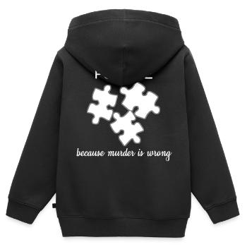 Puzzle parce que le meurtre est mauvais Cadeau drôle - Sweat Premium à capuche zippé enfant bio - noir - Dos - AI Model Kid Male (0cm)