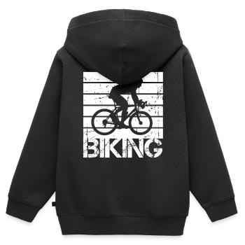 Radsport - Kinder Premium Organic Zip Hoodie - Schwarz - Hinten - AI Model Kid Male (0cm)