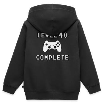 Level 40 Complete 40. Geburtstag 1979 - Kinder Premium Organic Zip Hoodie - Schwarz - Hinten - AI Model Kid Male (0cm)