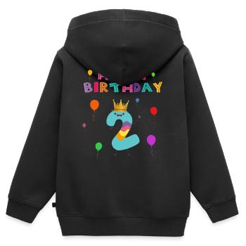 2nd Birthday Happy Birthday - Kids Premium Organic Zip-up Hoodie - black - Back - AI Model Kid Male (0cm)