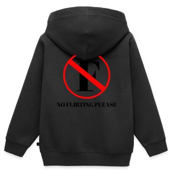 pas de flirt s'il te plait - Sweat Premium à capuche zippé enfant bio - noir - Dos - AI Model Kid Male (0cm)