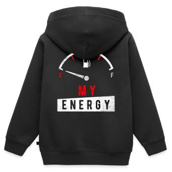 Mein Energy Level - Kinder Premium Organic Zip Hoodie - Schwarz - Hinten - AI Model Kid Male (0cm)