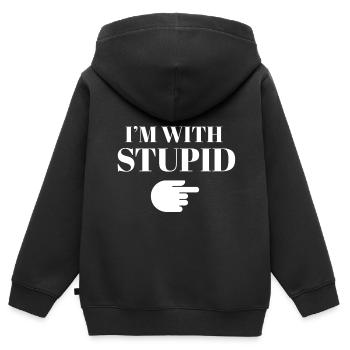 i'm with stupid - Kids Premium Organic Zip-up Hoodie - black - Back - AI Model Kid Male (0cm)