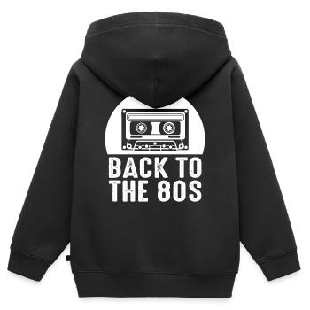 80er Jahre - Kinder Premium Organic Zip Hoodie - Schwarz - Hinten - AI Model Kid Male (0cm)