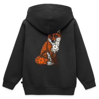 Fox Flowers Fantastic Animal - Kids Premium Organic Zip-up Hoodie - black - Back - AI Model Kid Male (0cm)