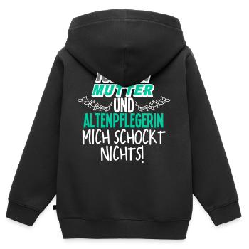 Mutter Altenpflegerin - Kinder Premium Organic Zip Hoodie - Schwarz - Hinten - AI Model Kid Male (0cm)