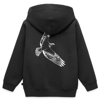 Faucon en vol - Sweat Premium à capuche zippé enfant bio - noir - Dos - AI Model Kid Male (0cm)