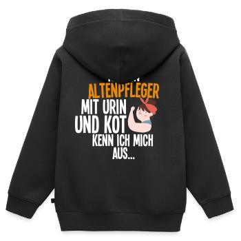 Altenpfleger - Kinder Premium Organic Zip Hoodie - Schwarz - Hinten - AI Model Kid Male (0cm)