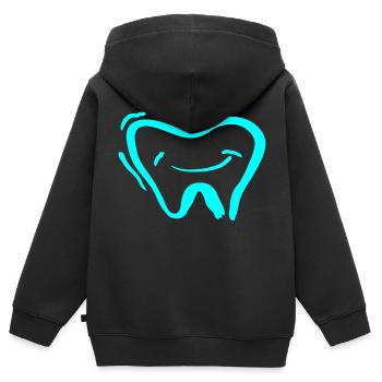 Zahn - Kinder Premium Organic Zip Hoodie - Schwarz - Hinten - AI Model Kid Male (0cm)