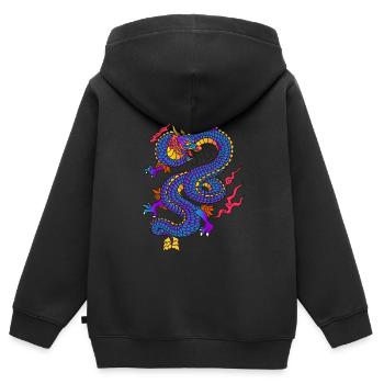 Drache - Kinder Premium Organic Zip Hoodie - Schwarz - Hinten - AI Model Kid Male (0cm)