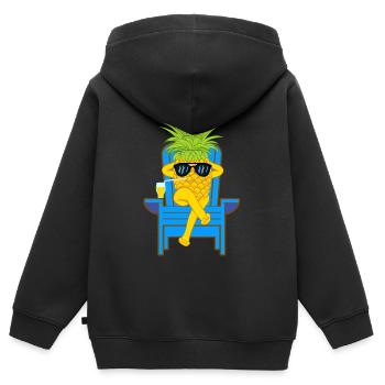 Fruchtkühle Ananas mit Sonnenbrillegrafischem - Kinder Premium Organic Zip Hoodie - Schwarz - Hinten - AI Model Kid Male (0cm)