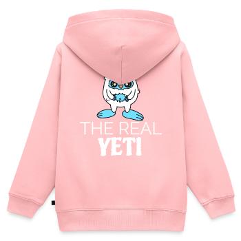 YETI - Kinder Premium Organic Zip Hoodie - Rosa - Hinten - AI Model Kid Female (0cm)