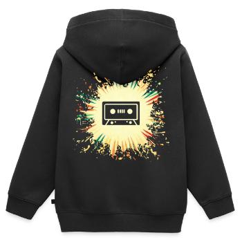 Cassette Cassette compacte Cassette musicale - Sweat Premium à capuche zippé enfant bio - noir - Dos - AI Model Kid Male (0cm)