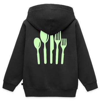 cuisine Couverts - Sweat Premium à capuche zippé enfant bio - noir - Dos - AI Model Kid Male (0cm)